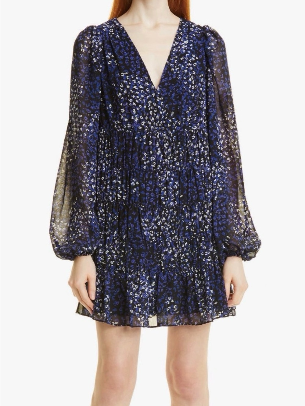 Ted Baker London Trissa Floral Blue Tiered Minidress- Size 3(US size 8)